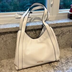 Michael Kors White Leather Tote Bag Rosemary Hobo Shoulder